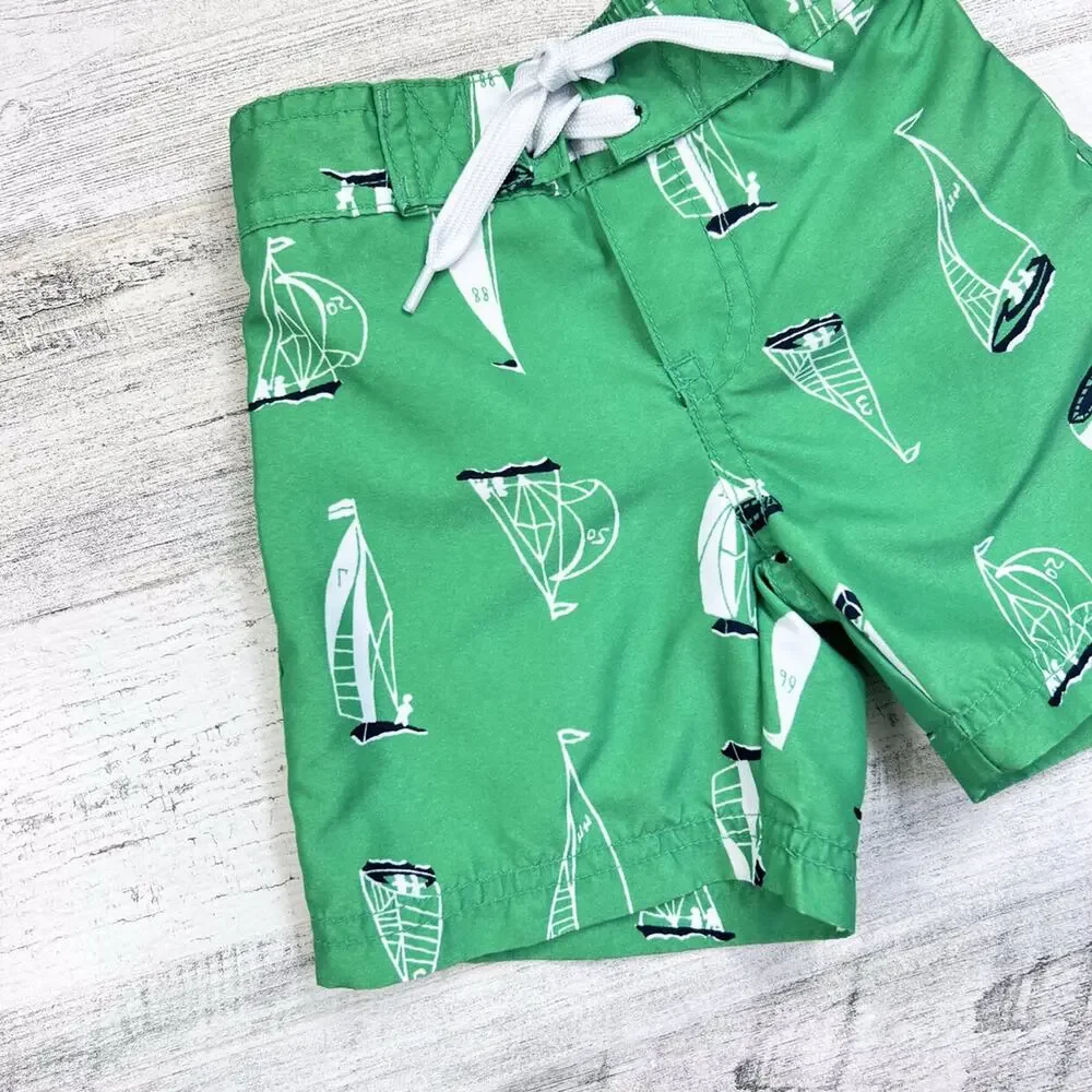 🦋3/$30 Janie and Jack Shorts Bundle Boys 6-12M Swim Trunks Plaid Patchwork Beach